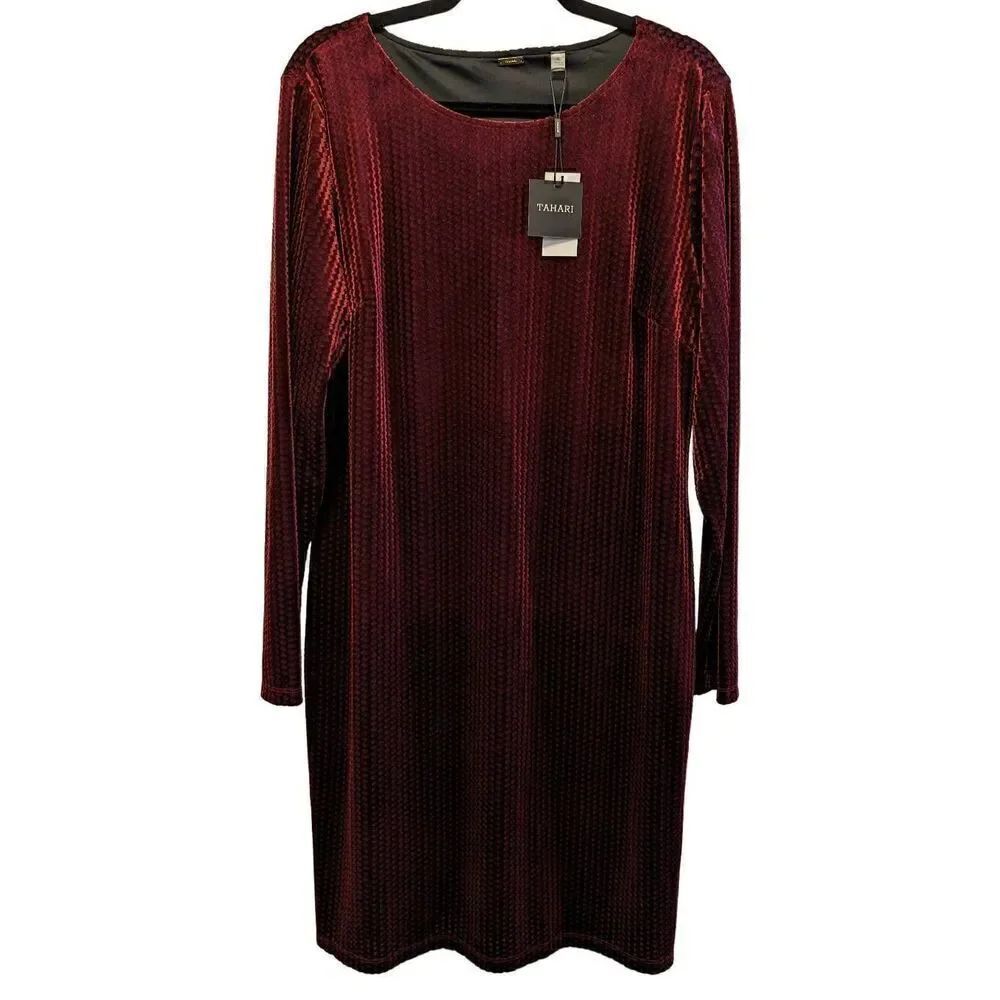 NWT Tahari Velour Burgandy Long Sleeve Cowl Neck Women's Size XL
